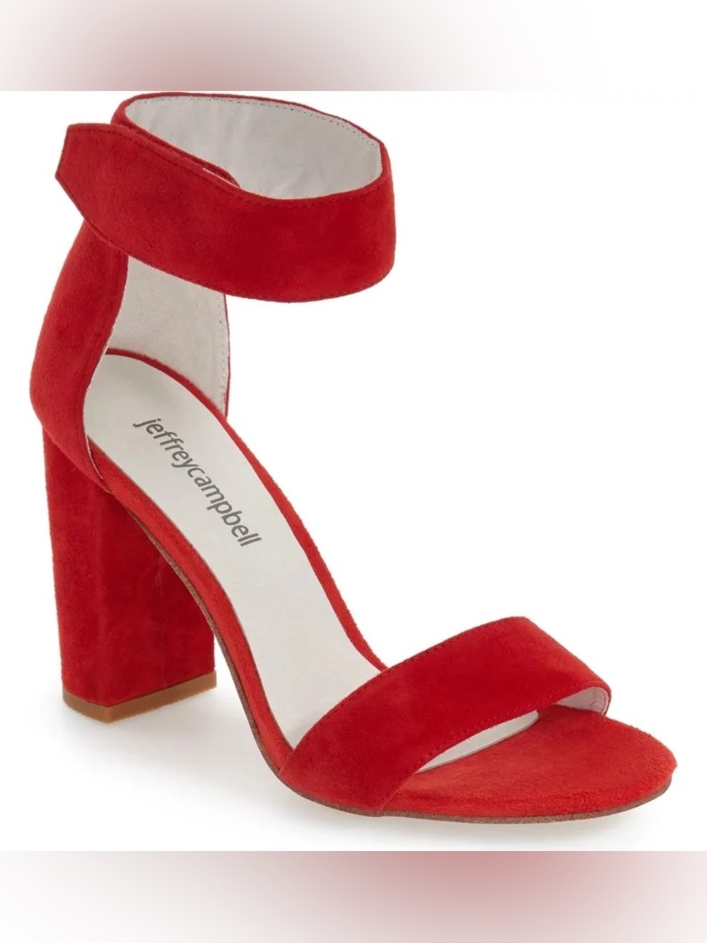 Jeffrey Campbell Red Lindsay Suede Ankle-Strap Block Heel
